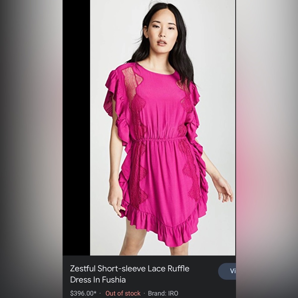 IRO Zestful Short Sleeve Ruffle Mini Dress Fushia S - Picture 3 of 13